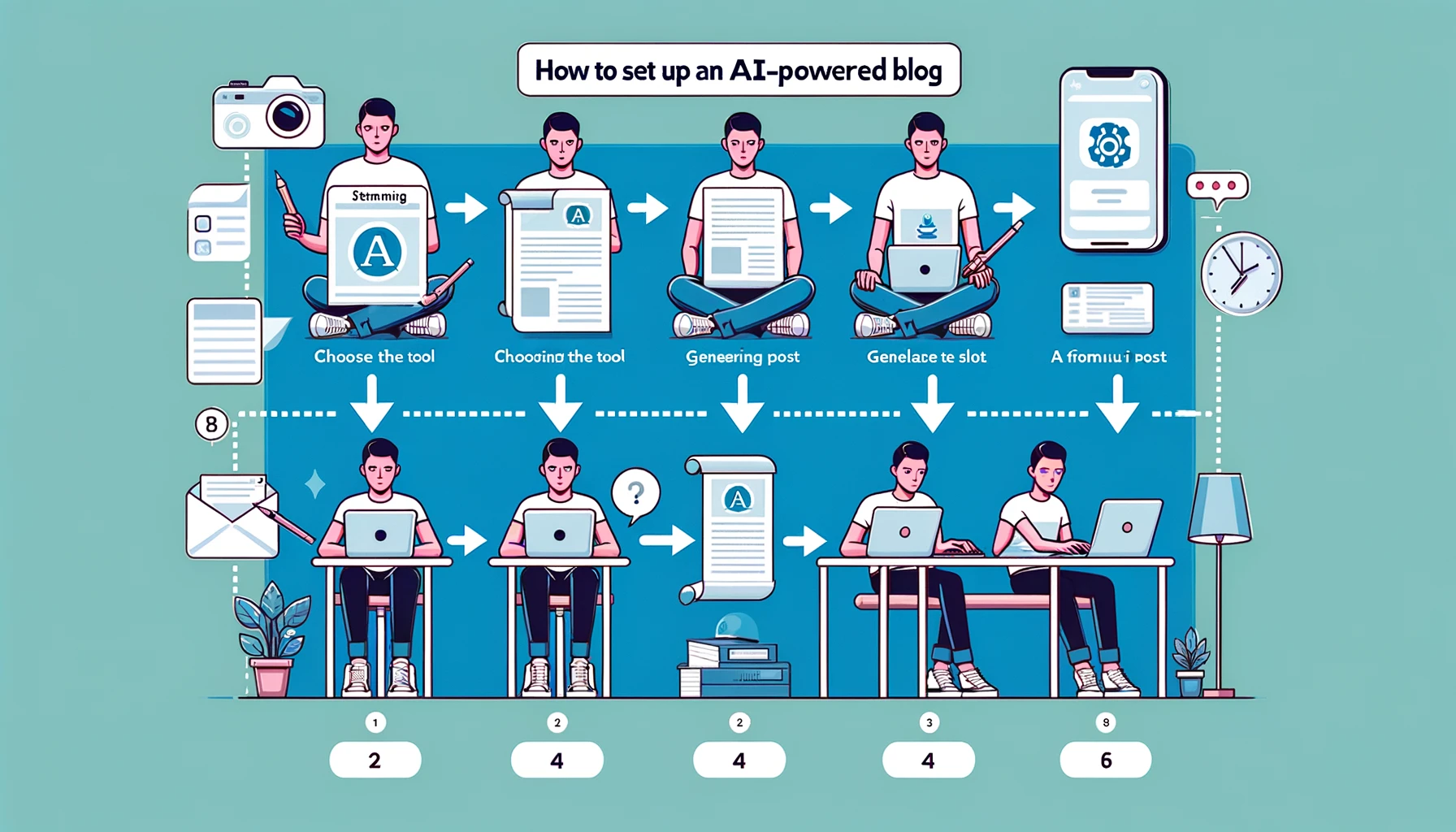Step-by-step guide for setting up an AI-powered blog, including tool selection, setup, customization, and content generation.